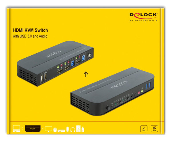 DELOCK HDMI KVM Switch 11481, 2 ports, USB 3.0, Audio, 4K/60Hz, μαύρο - Image 4