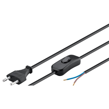 GOOBAY καλώδιο τροφοδοσίας 51350, 2×0.75mm², με διακόπτη, 1.5m, μαύρο