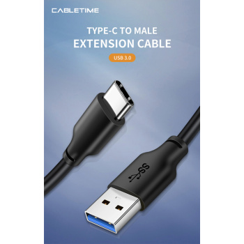 CABLETIME καλώδιο USB 3.0 σε USB Type-C C160, 5V 3A, 3m, μαύρο