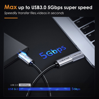 CABLETIME αντάπτορας USB-C σε USB 3.0 C160, 5Gbps, γκρι