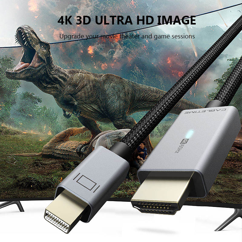 CABLETIME καλώδιο Mini DisplayPort σε HDMI AV588, με LED 4K, 1.8m, μαύρο - Image 3