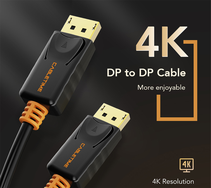 CABLETIME καλώδιο Displayport 1.2v AV585, 4K/60Hz, 1m, μαύρο - Image 2