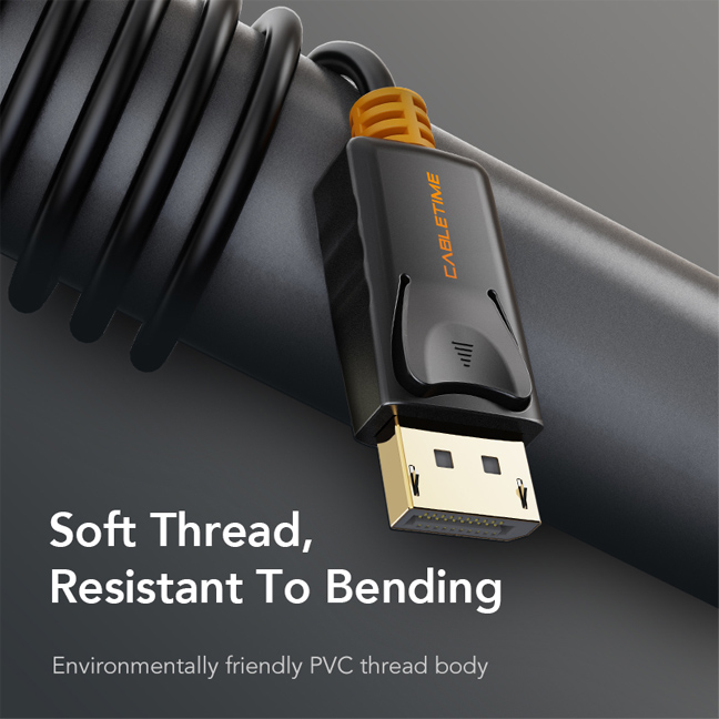 CABLETIME καλώδιο Displayport 1.2v AV585, 4K/60Hz, 1.8m, μαύρο - Image 3