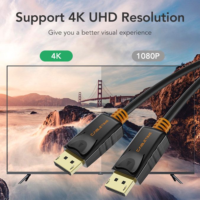 CABLETIME καλώδιο Displayport 1.2v AV585, 4K/60Hz, 1.8m, μαύρο - Image 4