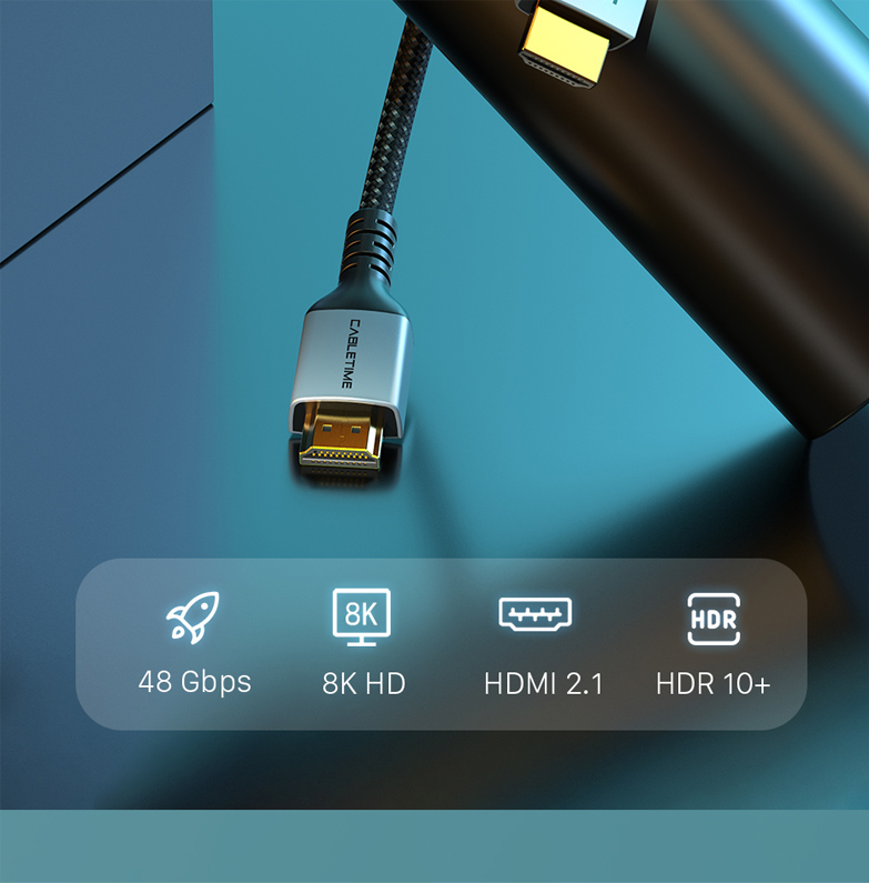 CABLETIME καλώδιο HDMI 2.1 HM8K, 28AWG, 48Gbit/s, 8K/60HZ, 1m, μαύρο - Image 4
