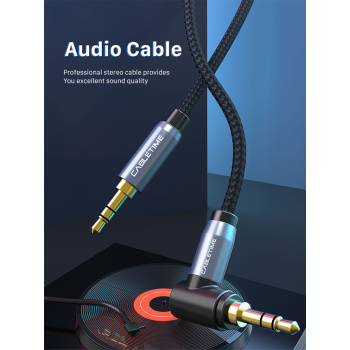 CABLETIME καλώδιο AUX Stereo 3.5mm (1/8″) 90 Degree AV311, 1.8m, μαύρο