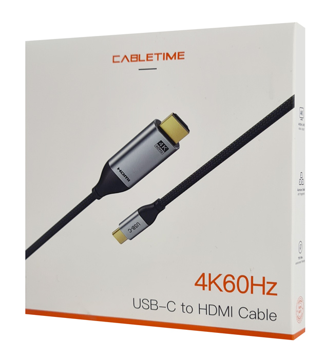 CABLETIME καλώδιο USB-C σε HDMI C160, 4K, gold plated, 1.8m, μαύρο - Image 3
