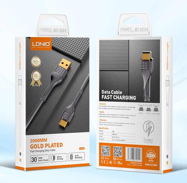 LDNIO καλώδιο Ligntining σε USB LS652, 30W, 2m, γκρι - Image 4