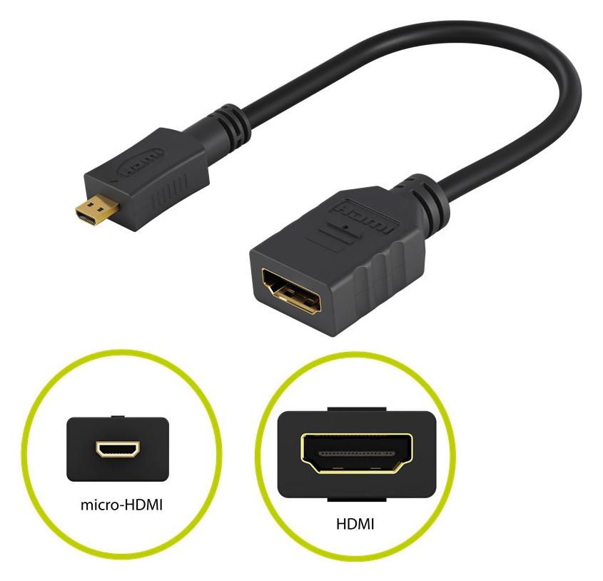 GOOBAY καλώδιο HDMI micro σε HDMI 58683, 4K, 0.15m, μαύρο - Image 3
