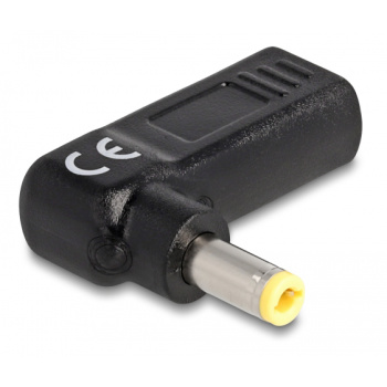 DELOCK αντάπτορας τροφοδοσίας 60011, USB-C σε 5.5×2.5mm, 90°, μαύρος
