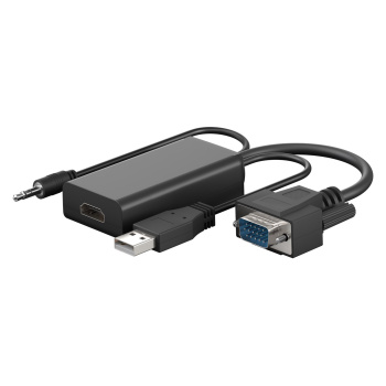 GOOBAY αντάπτορας VGA σε HDMI 61259, 3.5mm Jack, 1080p, μαύρος
