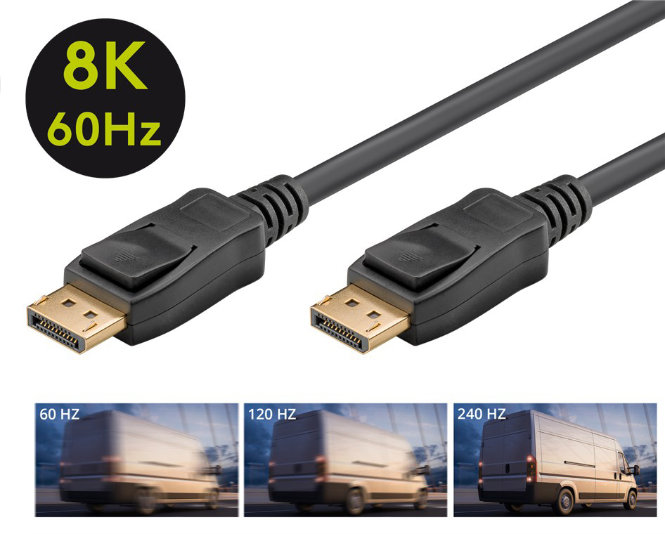 GOOBAY καλώδιο DisplayPort 61696, 8K/60Hz, 32.4 Gbit/s, 1m, μαύρο - Image 2