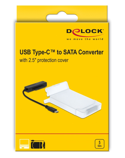 DELOCK αντάπτορας USB-C σε SATA 64084 με θήκη για 2.5" HDD/SSD, 6Gbps - Image 5