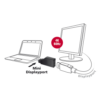 DELOCK αντάπτορας mini DisplayPort (M) σε DisplayPort (F) 65626, 4K, 90°