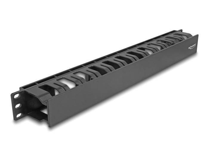 DELOCK cable management 67021 για rack 19"/1U, 2 ανοίγματα, μαύρο