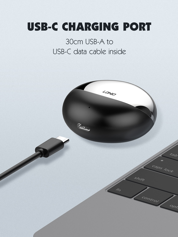 LDNIO earphones με θήκη φόρτισης T01, True Wireless, HiFi, χρυσά - Image 5