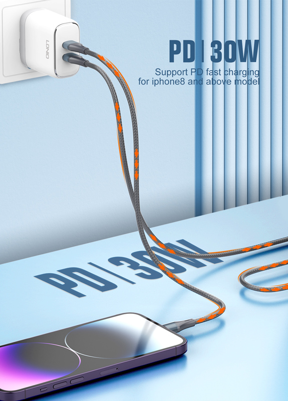 LDNIO καλώδιο Lightning σε USB-C LC631I, 30W PD, 1m, γκρι - Image 2