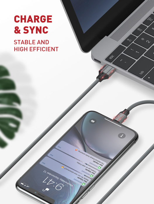 LDNIO καλώδιο USB-C σε USB LS442, 2.4A, 2m, γκρι - Image 2