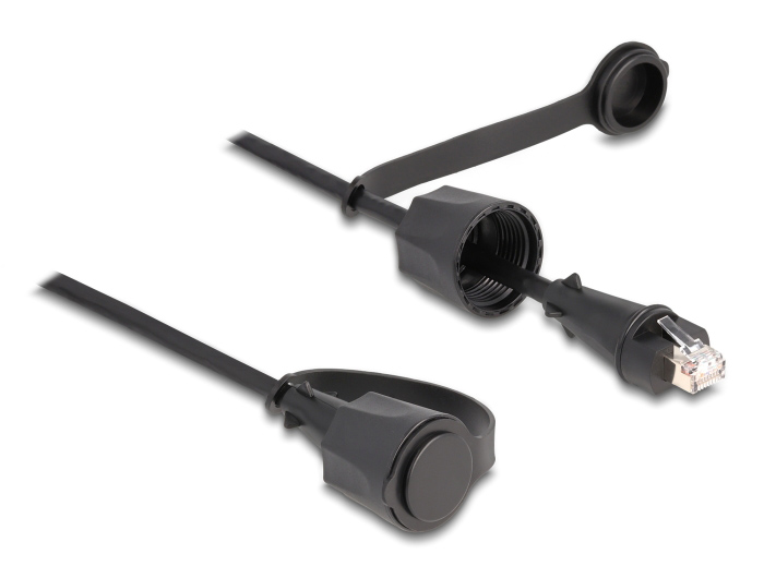 DELOCK καλώδιο δικτύου 80166, CAT 6 STP, με καπάκι, IP68, 1m, μαύρο - Image 3