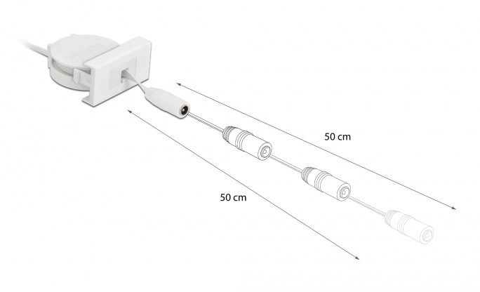 DELOCK module καλώδιο τροφοδοσίας Easy 45 81376, ανασυρόμενο 50cm, λευκό - Image 2