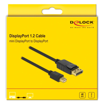 DELOCK καλώδιο DisplayPort σε DisplayPort Mini 82438, 4K/60Hz, 2m, μαύρο