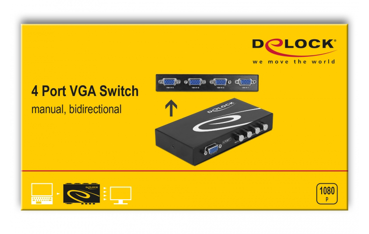 DELOCK VGA switch 87635, 4 ports, bidirectional, Full HD, μαύρο - Image 3