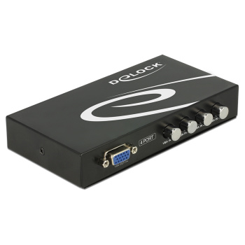 DELOCK VGA switch 87635, 4 ports, bidirectional, Full HD, μαύρο