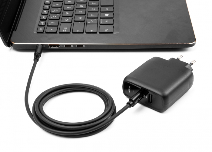 DELOCK καλώδιο τροφοδοσίας 87972, USB-C σε HP 7.4x5.0mm, 1.5m, μαύρο - Image 2