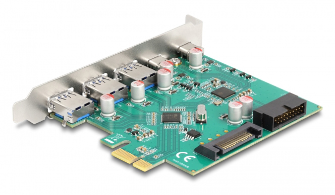 DELOCK κάρτα επέκτασης PCI x1 σε 3x USB/2x USB-C/19-pin 90109, 5Gbps - Image 2