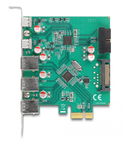 DELOCK κάρτα επέκτασης PCI x1 σε 3x USB/2x USB-C/19-pin 90109, 5Gbps - Image 3