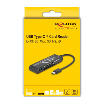 DELOCK card reader 91739 για micro SD/SD/CF/MS/xD, USB-C, μαύρο