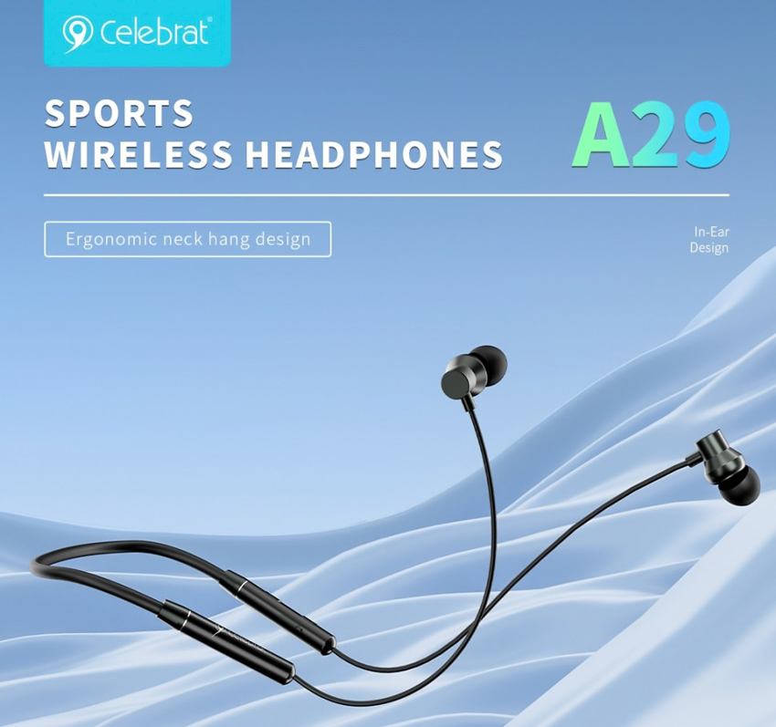 CELEBRAT earphones A29 με μαγνήτη, Bluetooth 5.3, Φ10mm, μαύρα - Image 5