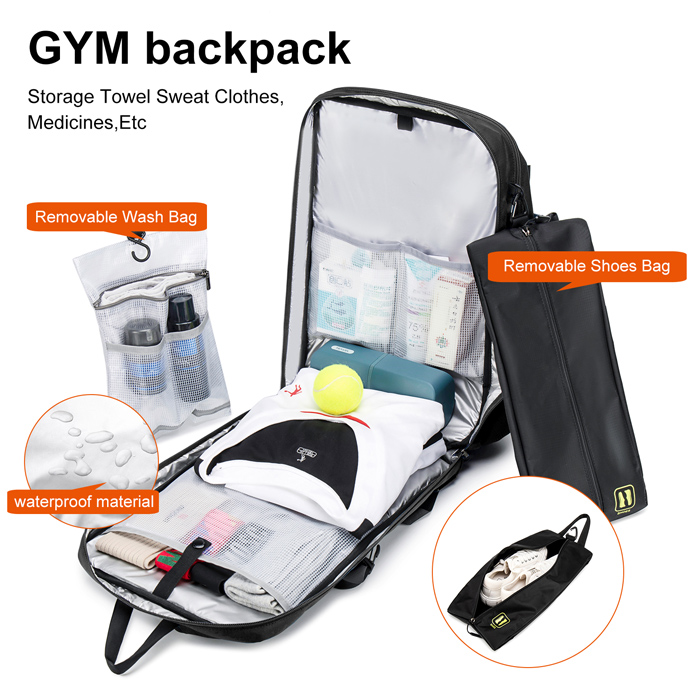 ARCTIC HUNTER τσάντα πλάτης B00391 με θήκη μπάλας & laptop, 26L, μαύρη - Image 3