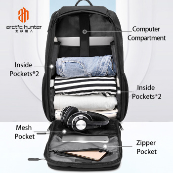 ARCTIC HUNTER τσάντα πλάτης B00461 με θήκη laptop 15.6″, μαύρη