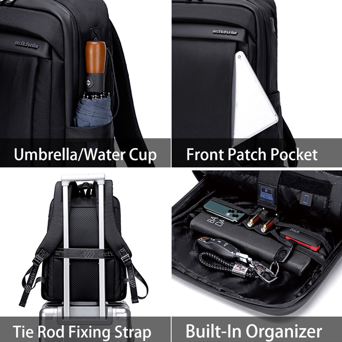 ARCTIC HUNTER τσάντα πλάτης B00478 με θήκη laptop 15.6", μαύρη - Image 3