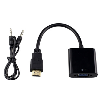POWERTECH αντάπτορας HDMI σε VGA CAB-H071, με audio jack, μαύρο, 0.20m