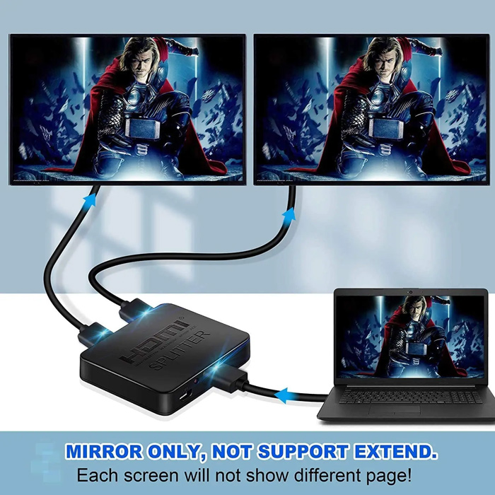 POWERTECH HDMI splitter CAB-H156, 1-in σε 2-out, 4K/30Hz, HDR/HDCP, μαύρο - Image 3