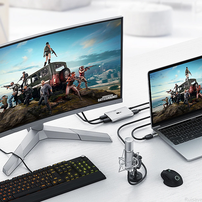 POWERTECH HDMI video capture CAB-H166, USB-C, 4K/60Hz, γκρι - Image 2