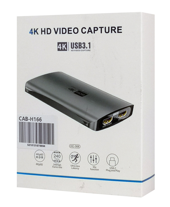 POWERTECH HDMI video capture CAB-H166, USB-C, 4K/60Hz, γκρι - Image 4