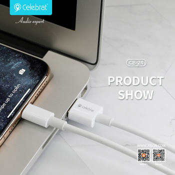 CELEBRAT καλώδιο Lightning σε USB CB-24L, 2.4A, 1.2m, λευκό