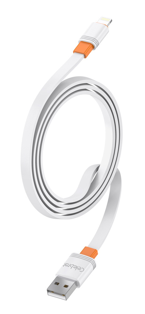 CELEBRAT καλώδιο Lightning σε USB CB-33L, flat, 2.4A, 1m, λευκό - Image 3