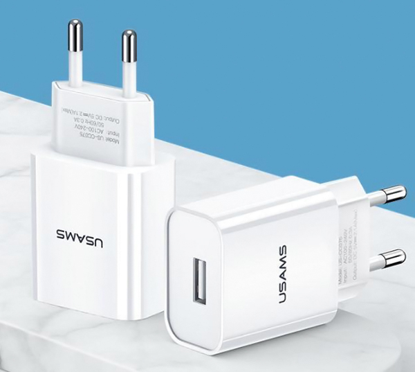 USAMS φορτιστής τοίχου T18, 1x USB, 2.1A, λευκός - Image 2