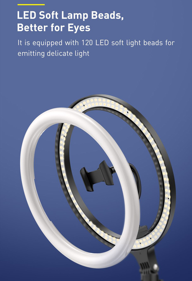 BASEUS φωτιστικό δαχτυλίδι LED CRZB12-B01, 12", χωρίς τρίποδα, μαύρο - Image 3