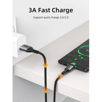 CABLETIME καλώδιο USB σε USB-C CT-AMCM3A, 3A, 1m, μαύρο