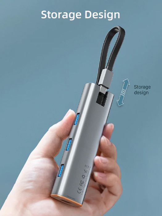 CABLETIME USB hub CT-HUBP4, 4x θυρών, 5Gbps, USB-C σύνδεση, γκρι - Image 3