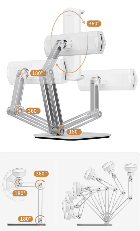 CABLETIME μεταλλική βάση tablet CT-PS03-AS, 4-13", ρυθμιζόμενη, λευκή - Image 3