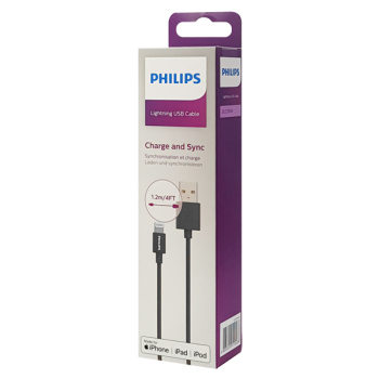 PHILIPS καλώδιο USB σε Lightning DLC3104V-00, 2.4Α 12W, 1.2m, μαύρο