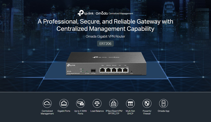 TP-LINK Gigabit VPN Router ER7206, 5x Gigabit & 1x SFP port, Ver. 1.0 - Image 2