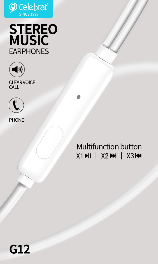 CELEBRAT earphones G12 με μικρόφωνο, 14.2mm, 3.5mm, 1.2m, μαύρο - Image 3