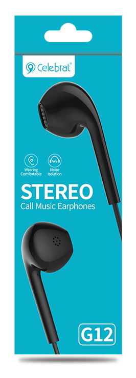 CELEBRAT earphones G12 με μικρόφωνο, 14.2mm, 3.5mm, 1.2m, μαύρο - Image 4